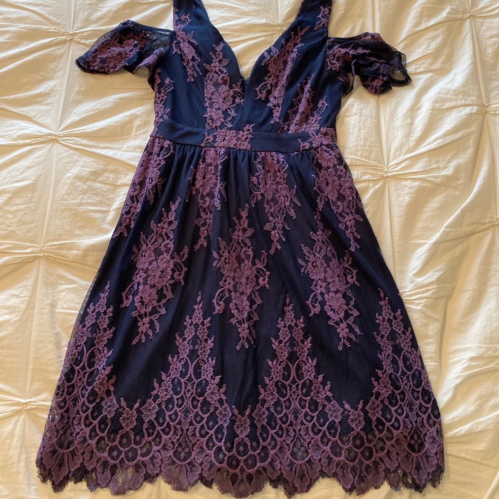 Lace Two-Tone Mini Dress